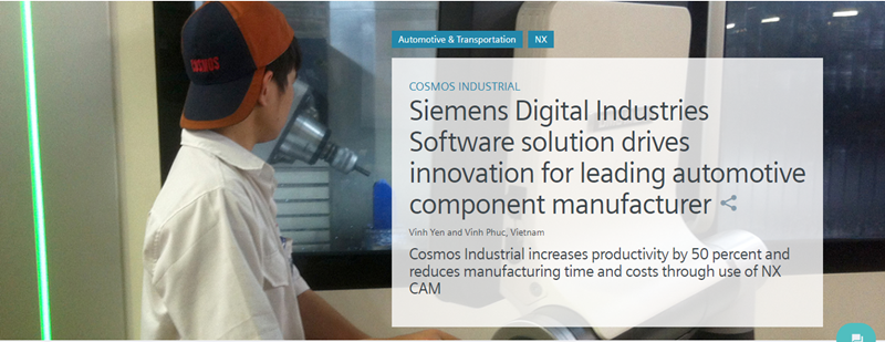 Vietbay chuyển giao thành công Giải pháp gia công tiên tiến sử dụng NX CAD/CAM của Siemens PLM cho Công ty Công nghiệp Cosmos 1