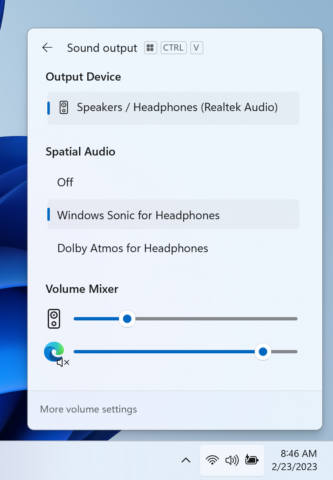 New volume mixer experience in quick settings.
