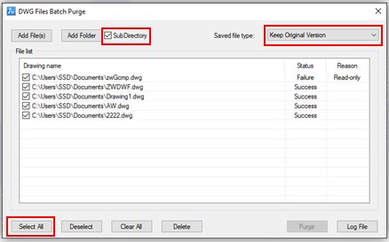 zwcad2024-dwg-files-batch-purge