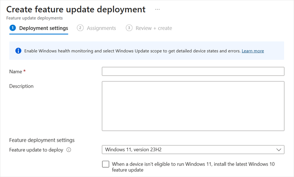 Screenshot from Create Policy view in Intune