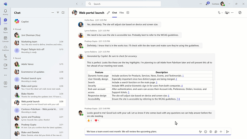 Copilot compose in Microsoft Teams