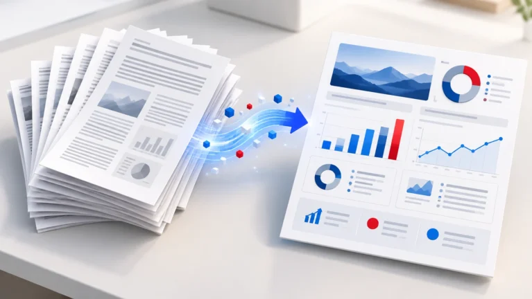 Long PDF documents transformed into a visual report