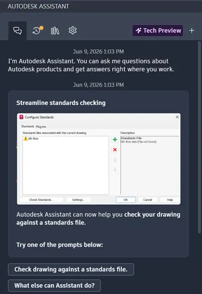 Autodesk Assistant in AutoCAD 2027.1
