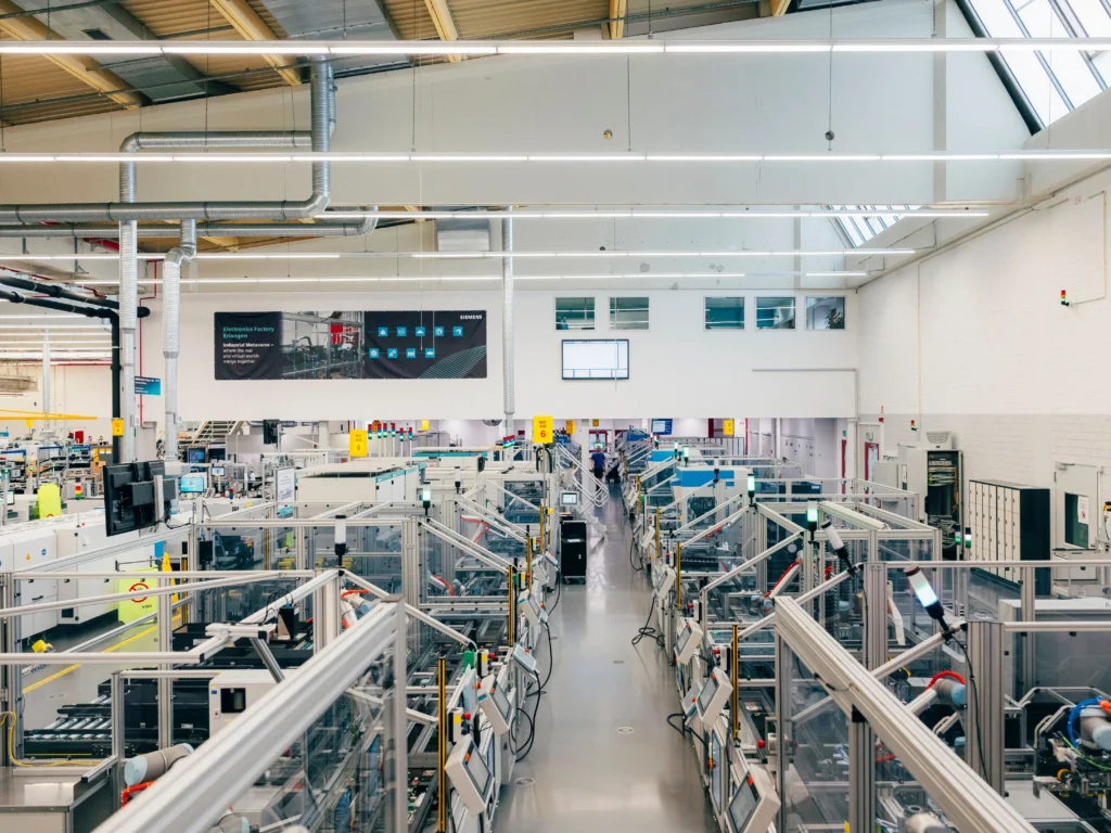 Fully automated production line at Siemens Electronics Factory in Erlangen, Germany