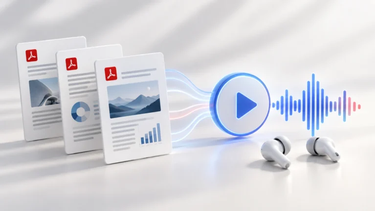 Audio summaries created from multiple PDF documents